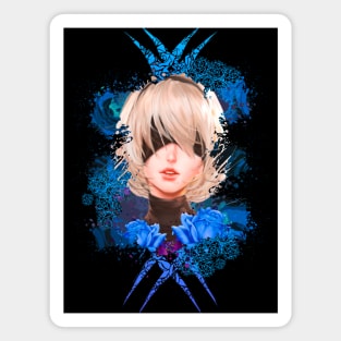 Android Girl - Blue Abstract Magnet